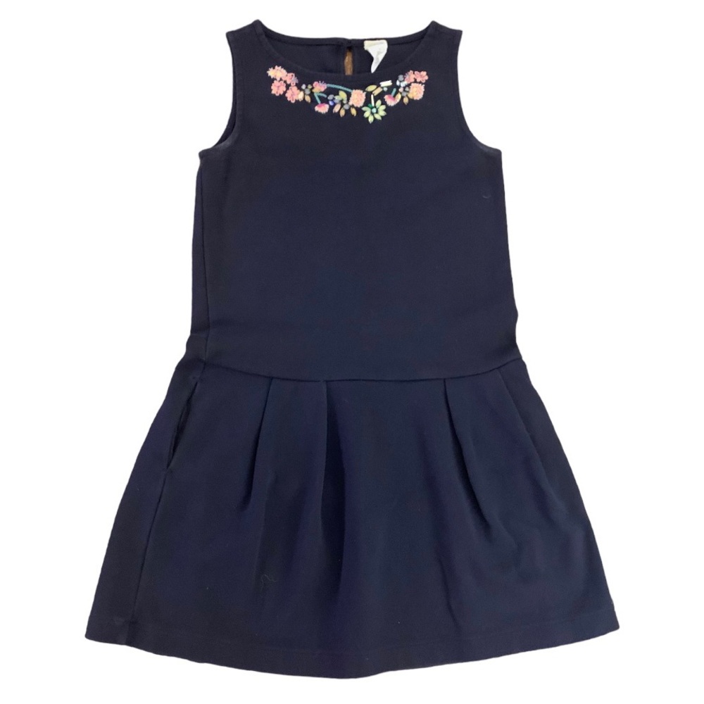 J. Crew Navy Blue Floral Neck Ponte Dress